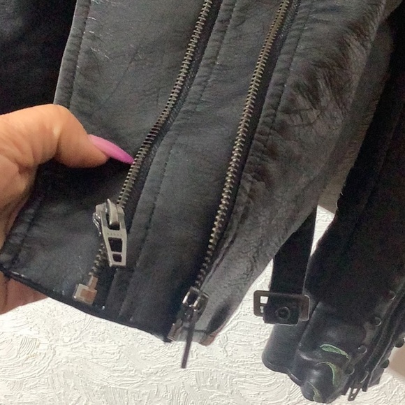 Colleen Lopez -Sz XL - Black F. Leather Jacket - Floral embroidery - black studs - Picture 9 of 12